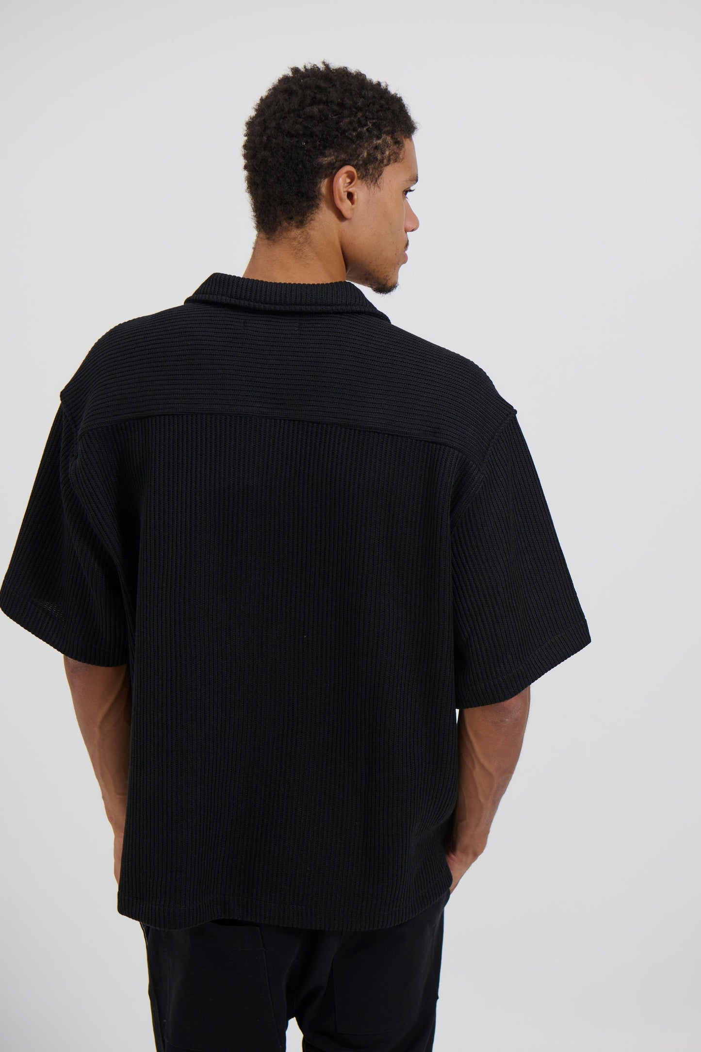 Chad Knitted Shirt Black - FINAL SALE