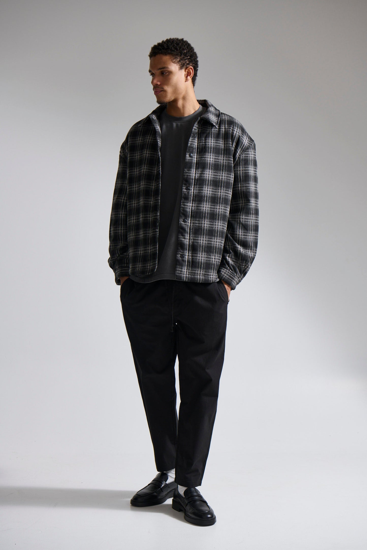 Check Trucker Jacket Black - FINAL SALE