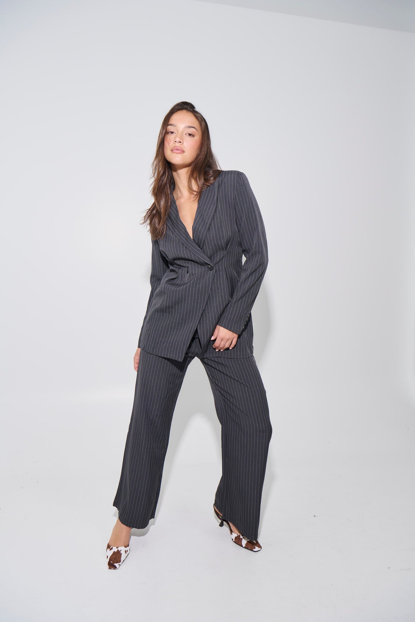 Kassandra Pinstripe Set Grey - FINAL SALE