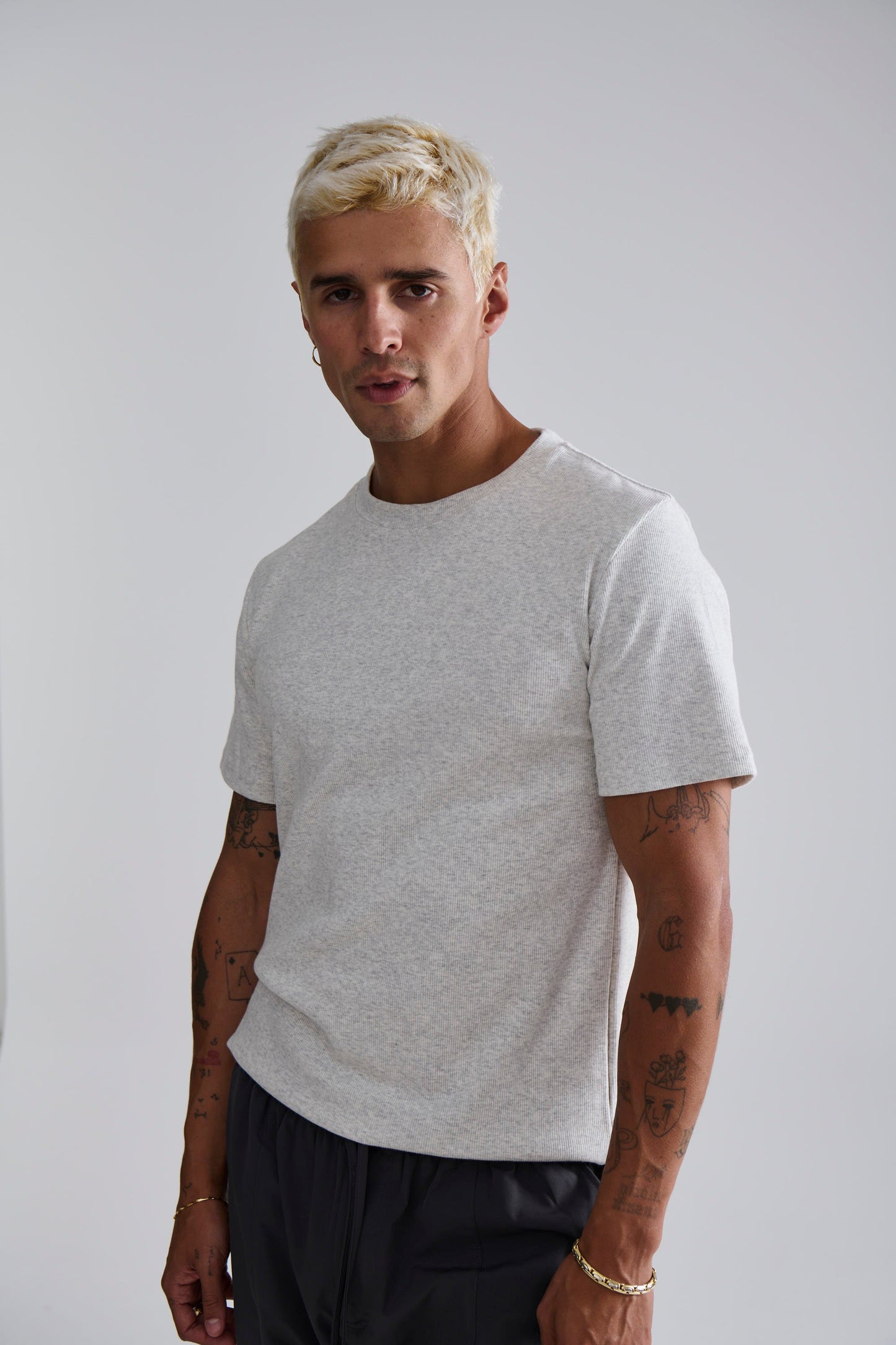 Fitted Ribbed Tee Grey - FINAL SALE