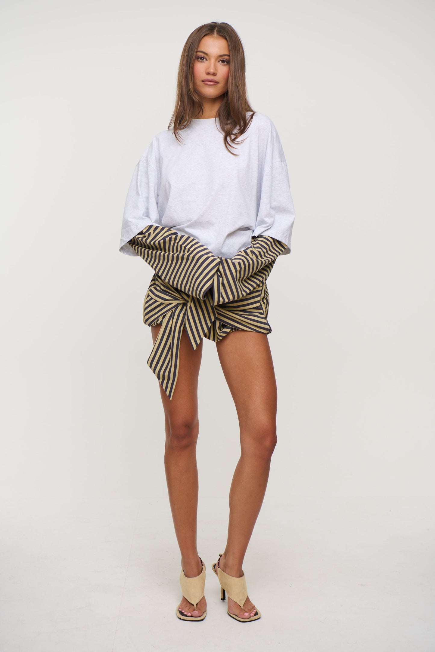 Bloom Bubble Skort Beige Stripe