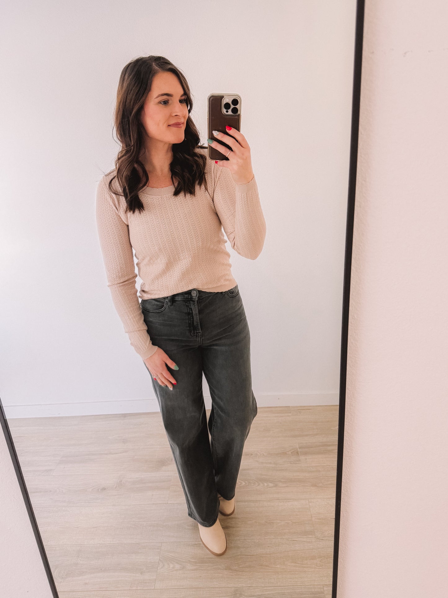 (SALE) A Toast To You Pointelle Top (Beige)