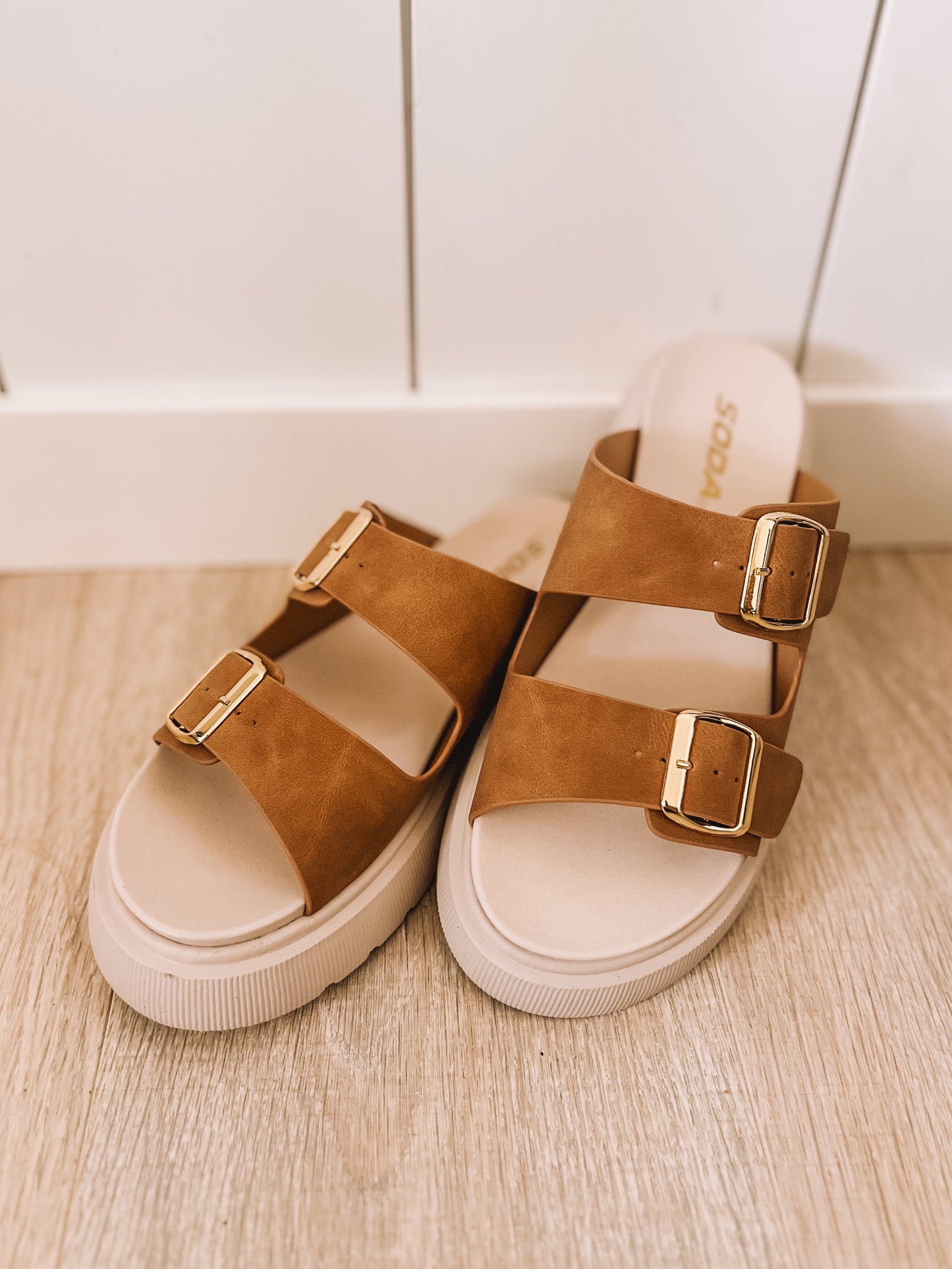 Always Chic Double Strap Sandal (Tan)