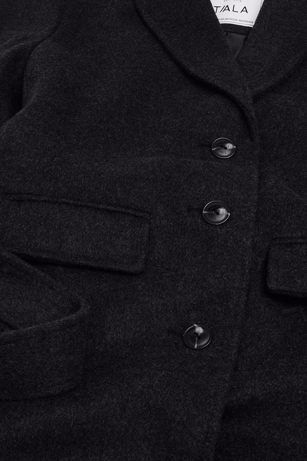 Wool Blend Oversized Overcoat - Charcoal