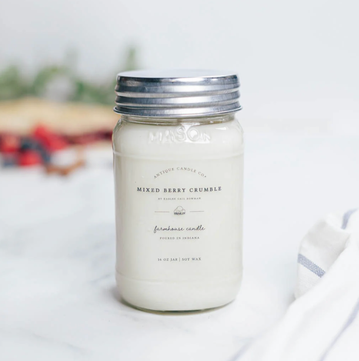Mixed Berry Crumble 16oz Mason Jar Candle