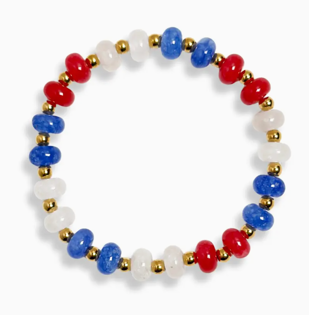 Red White & Blue Gemstone Bracelet