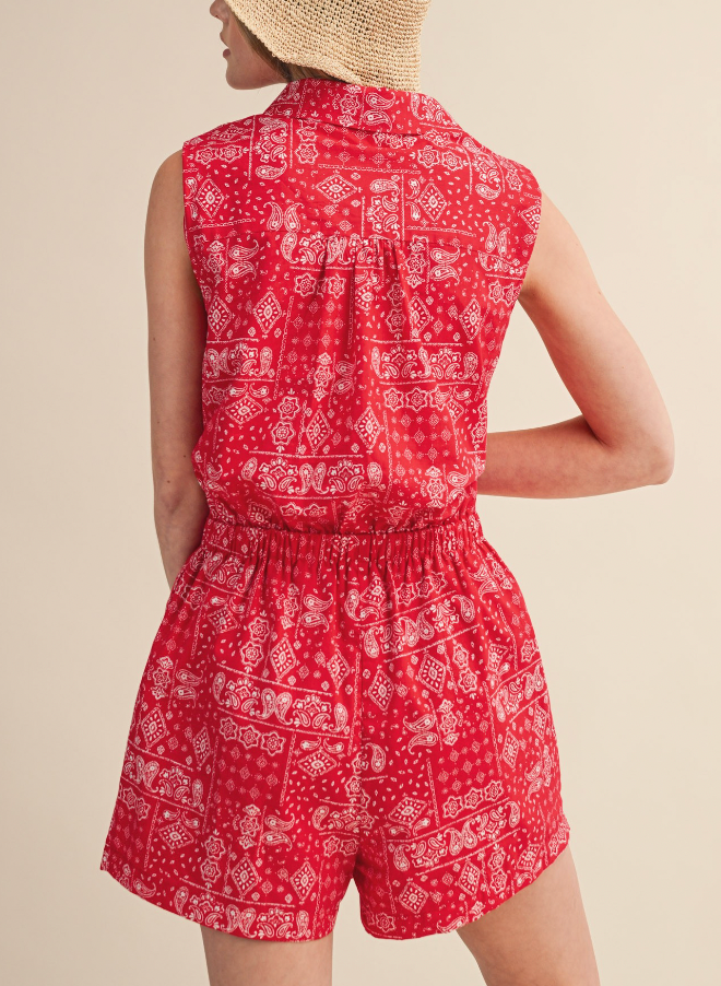 (SALE) Backyard Bandana Shirt Romper