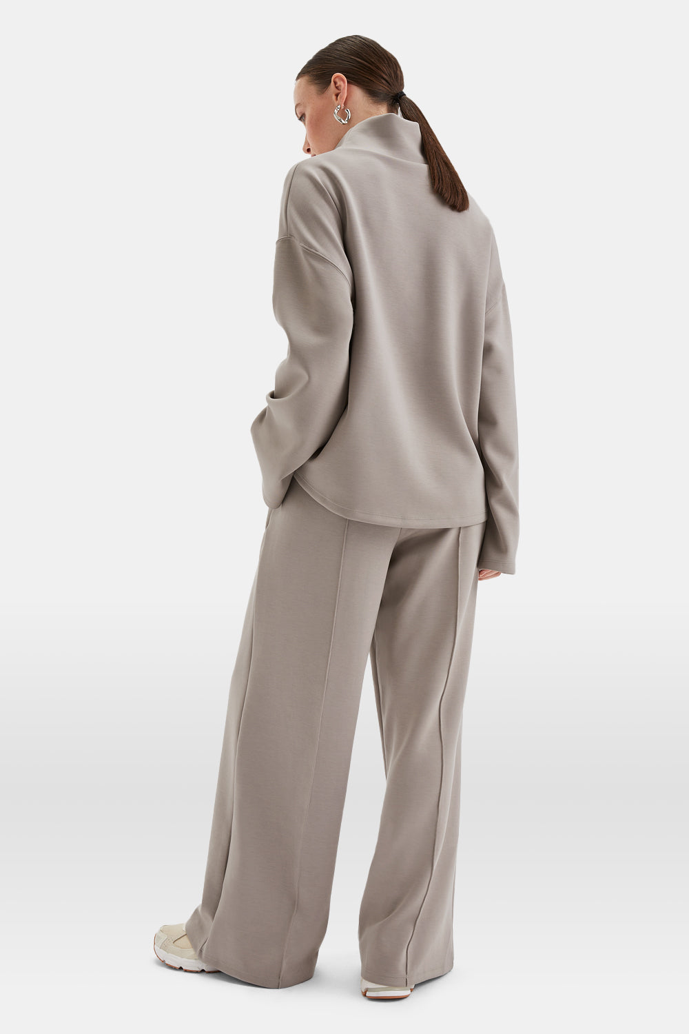 SoftSmart Funnel Neck Sweatshirt - Pebble