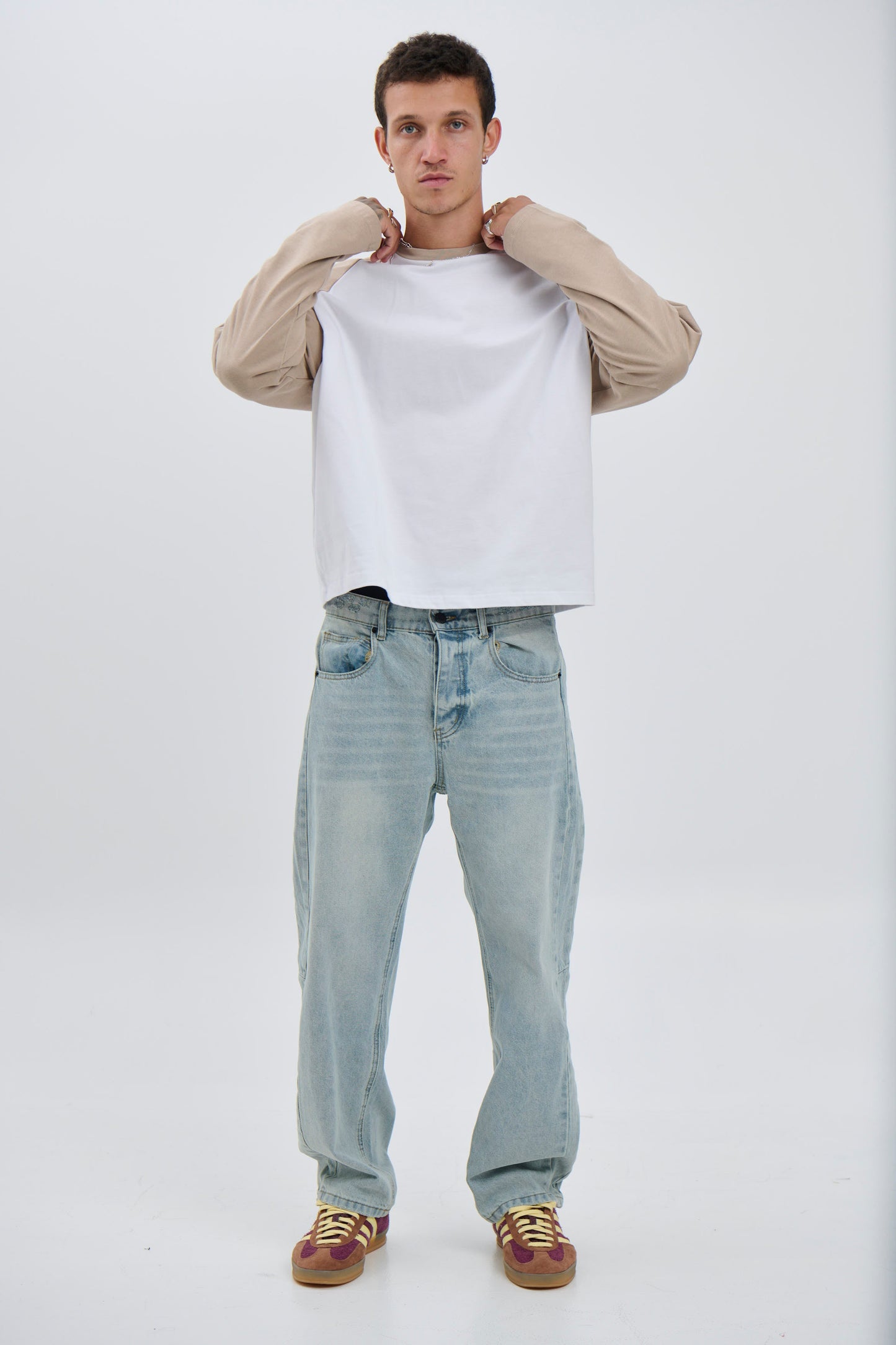 Crop Box Raglan Long Sleeve Light Khaki - FINAL SALE