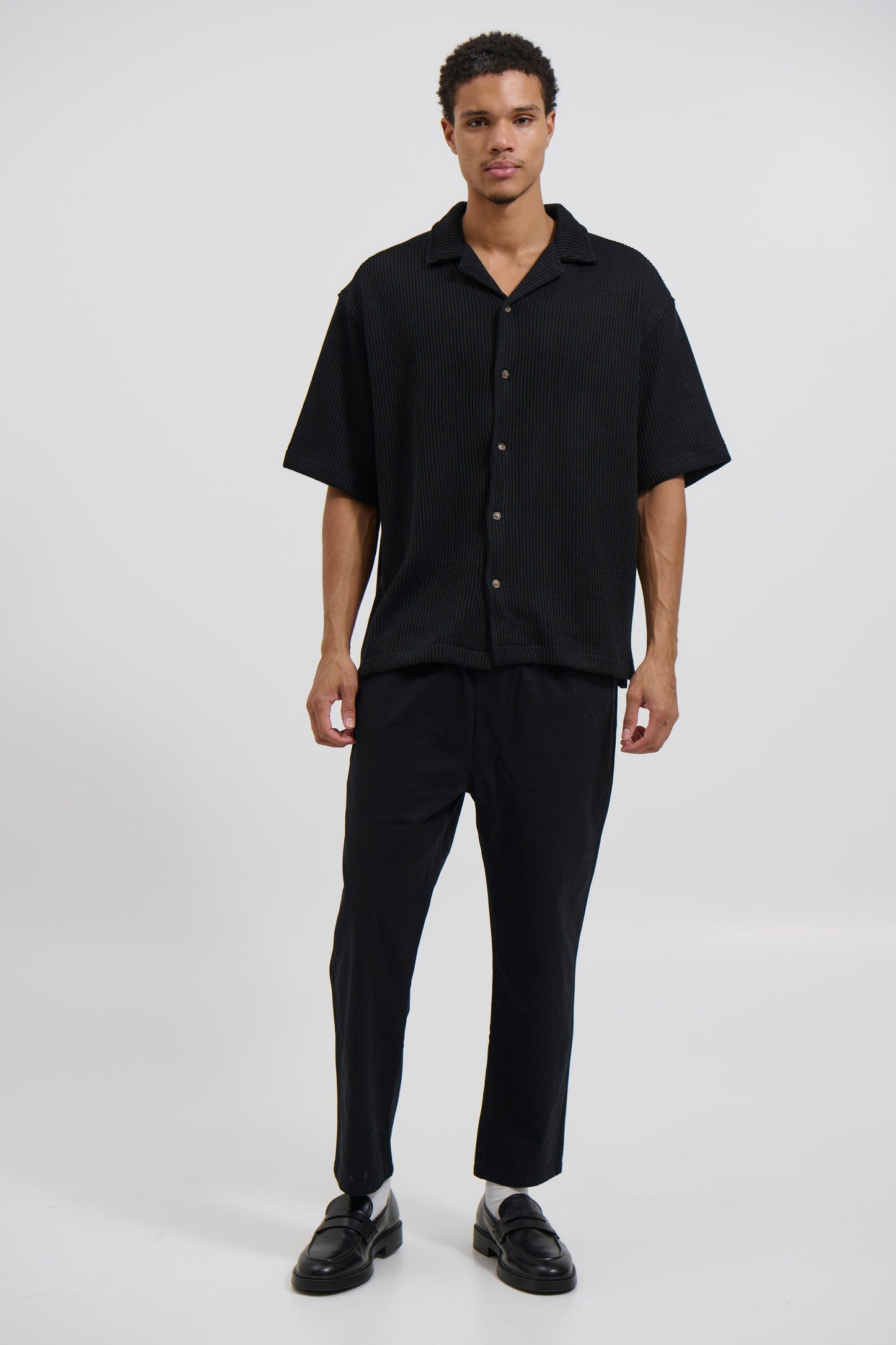 Chad Knitted Shirt Black - FINAL SALE