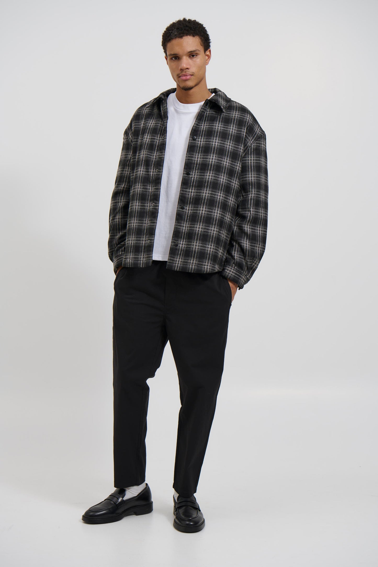 Check Trucker Jacket Black - FINAL SALE