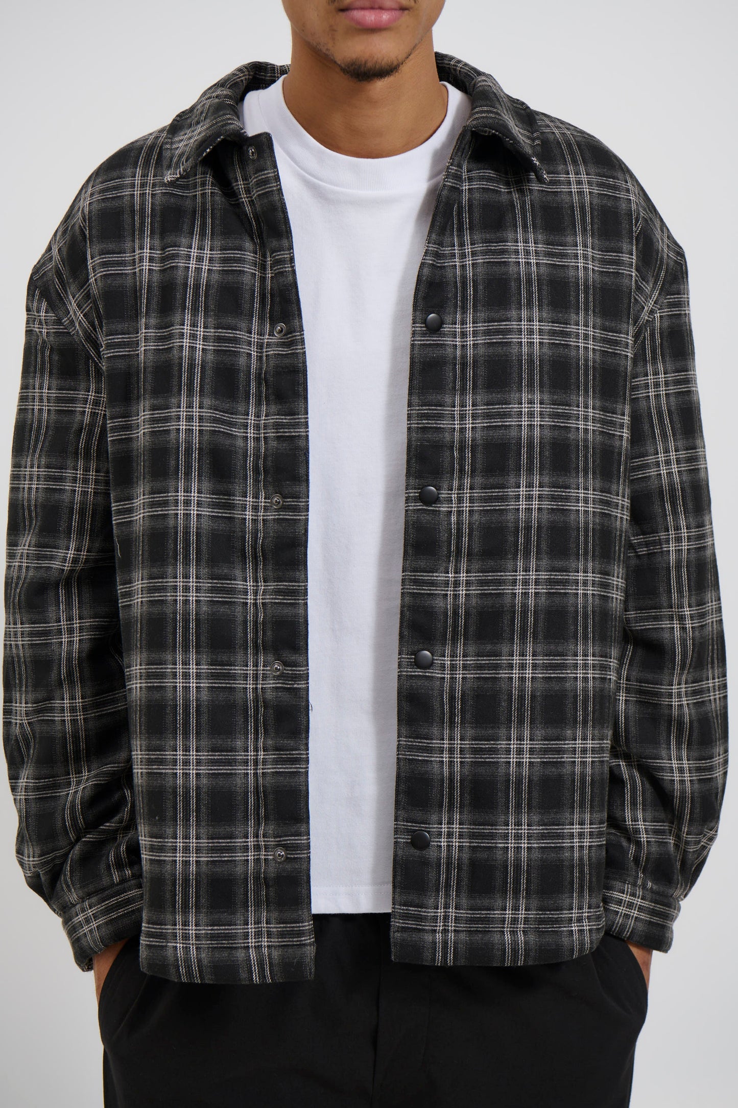 Check Trucker Jacket Black - FINAL SALE