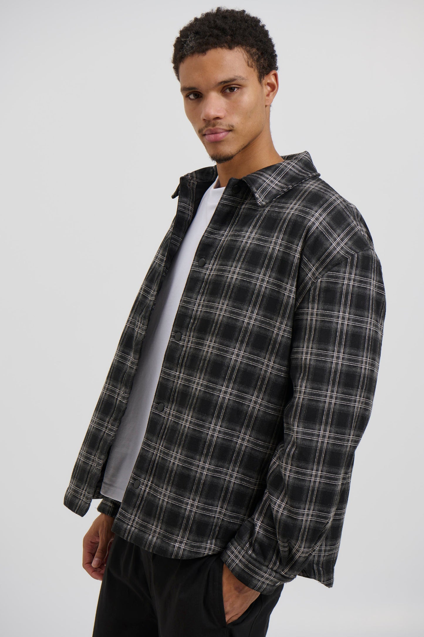 Check Trucker Jacket Black - FINAL SALE