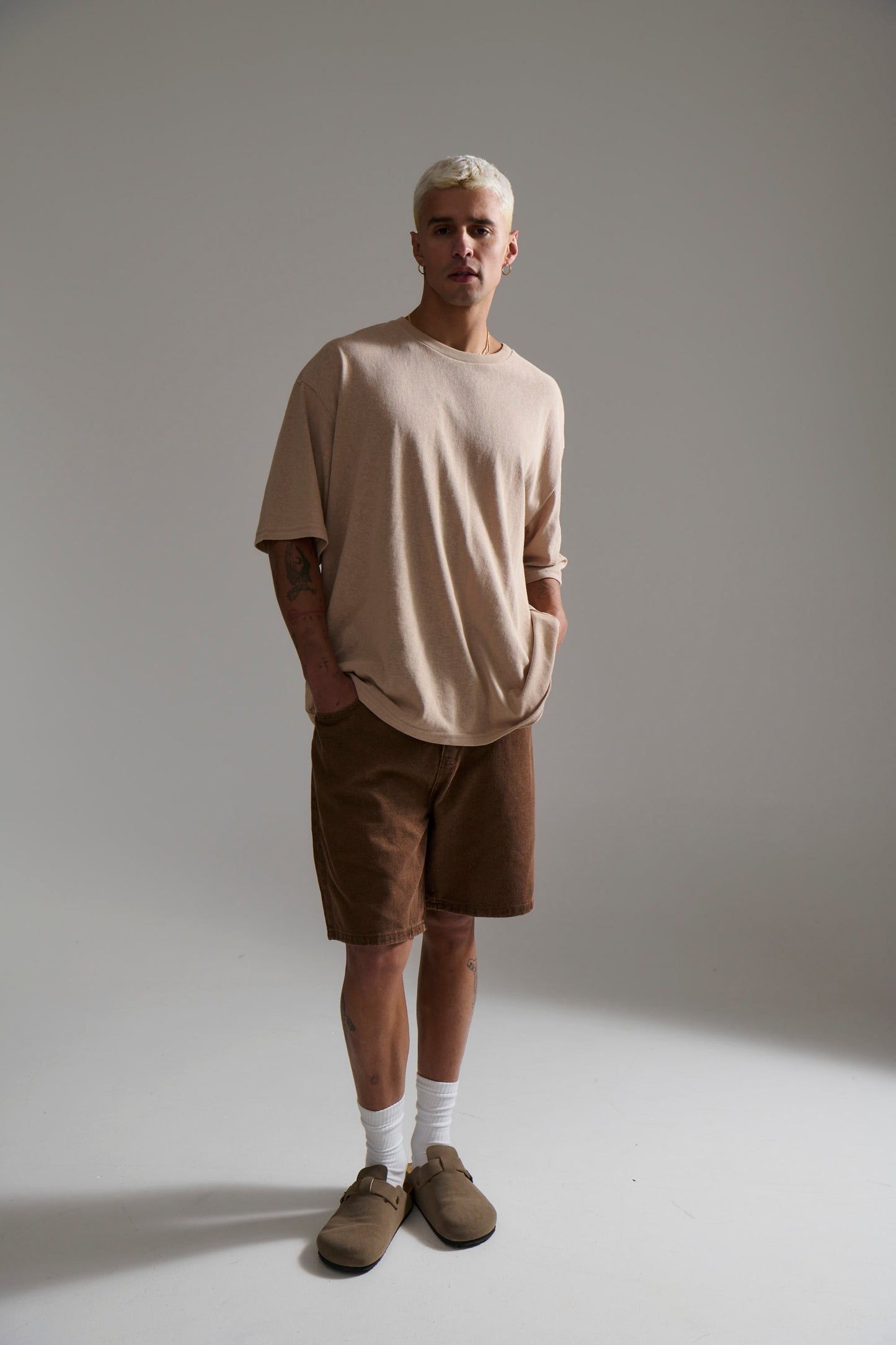 Lightweight Linen Look Tee Tan - FINAL SALE