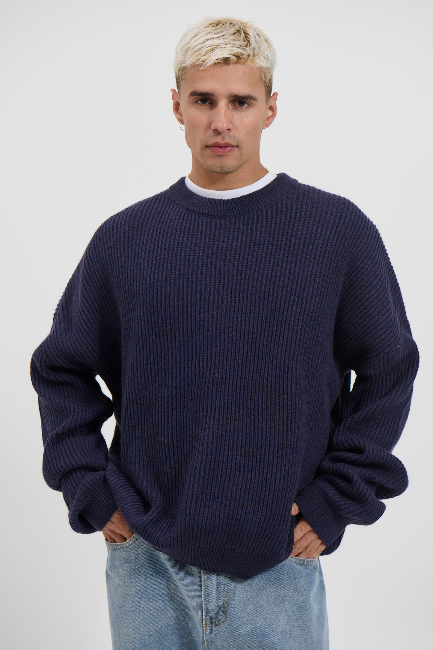 Drop Sleeve Heavy Knit Navy