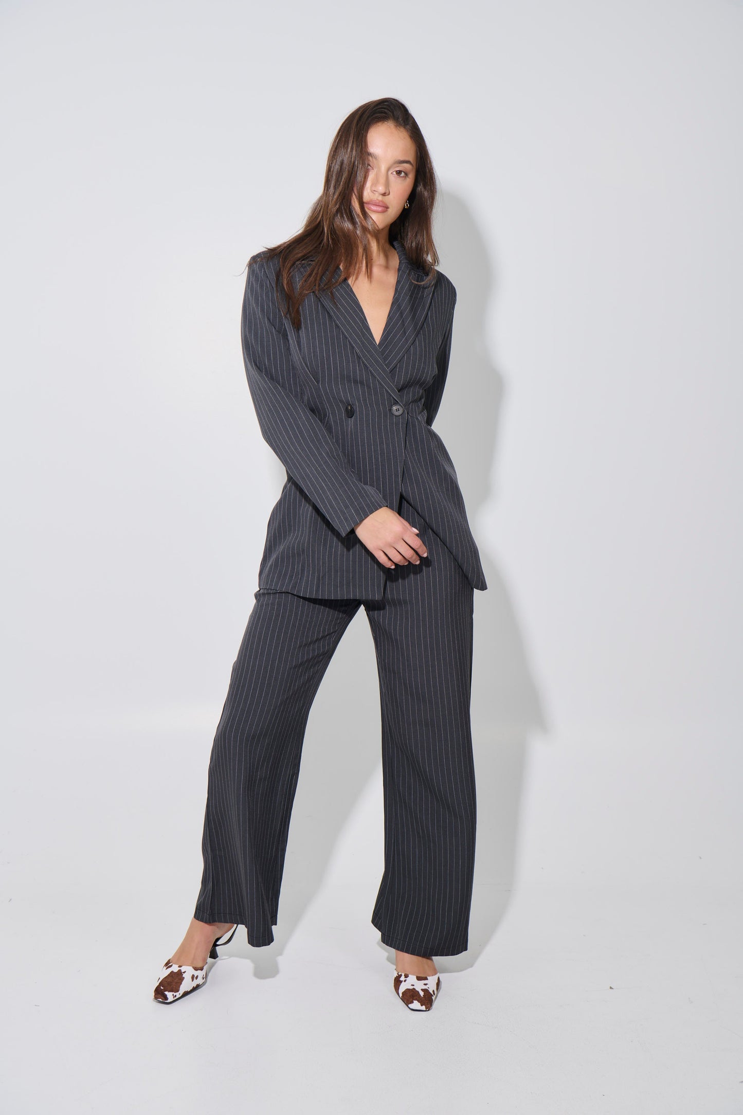 Kassandra Pinstripe Set Grey - FINAL SALE