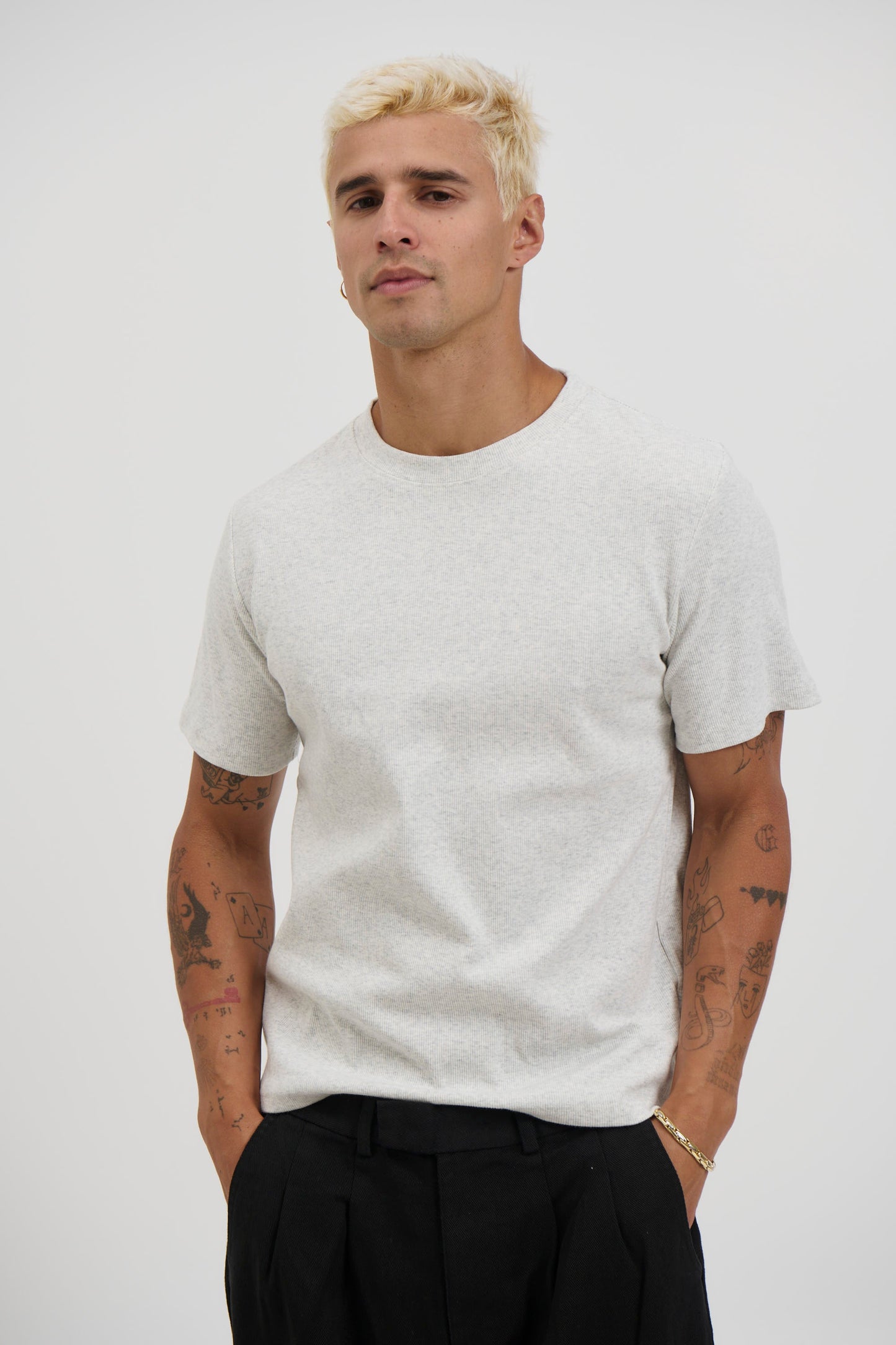 Fitted Ribbed Tee Grey - FINAL SALE