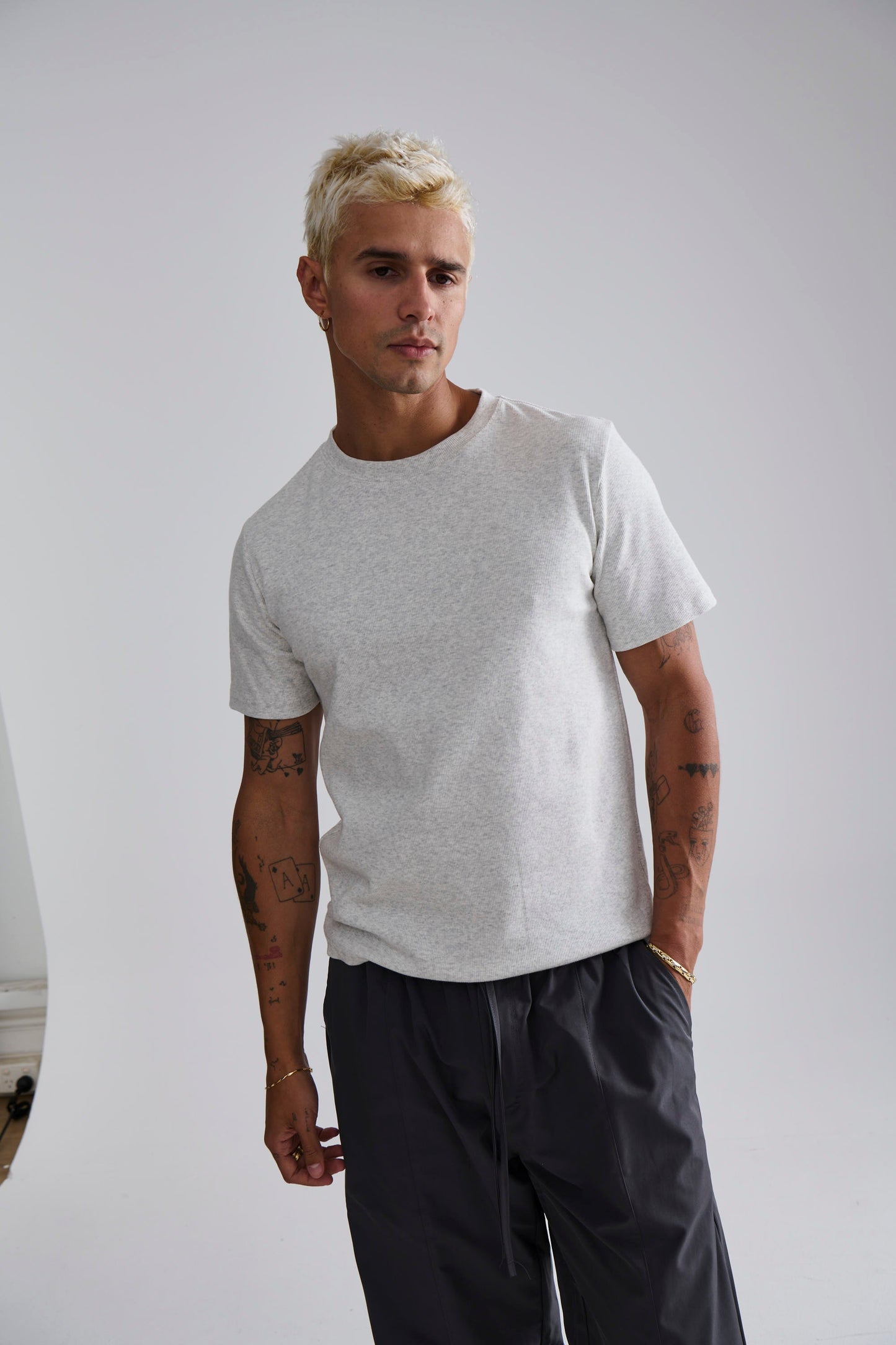 Fitted Ribbed Tee Grey - FINAL SALE