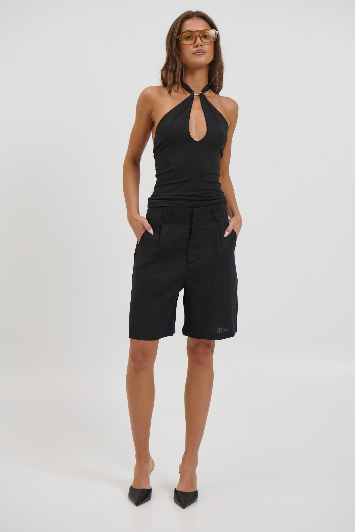 Dora Linen Short Black