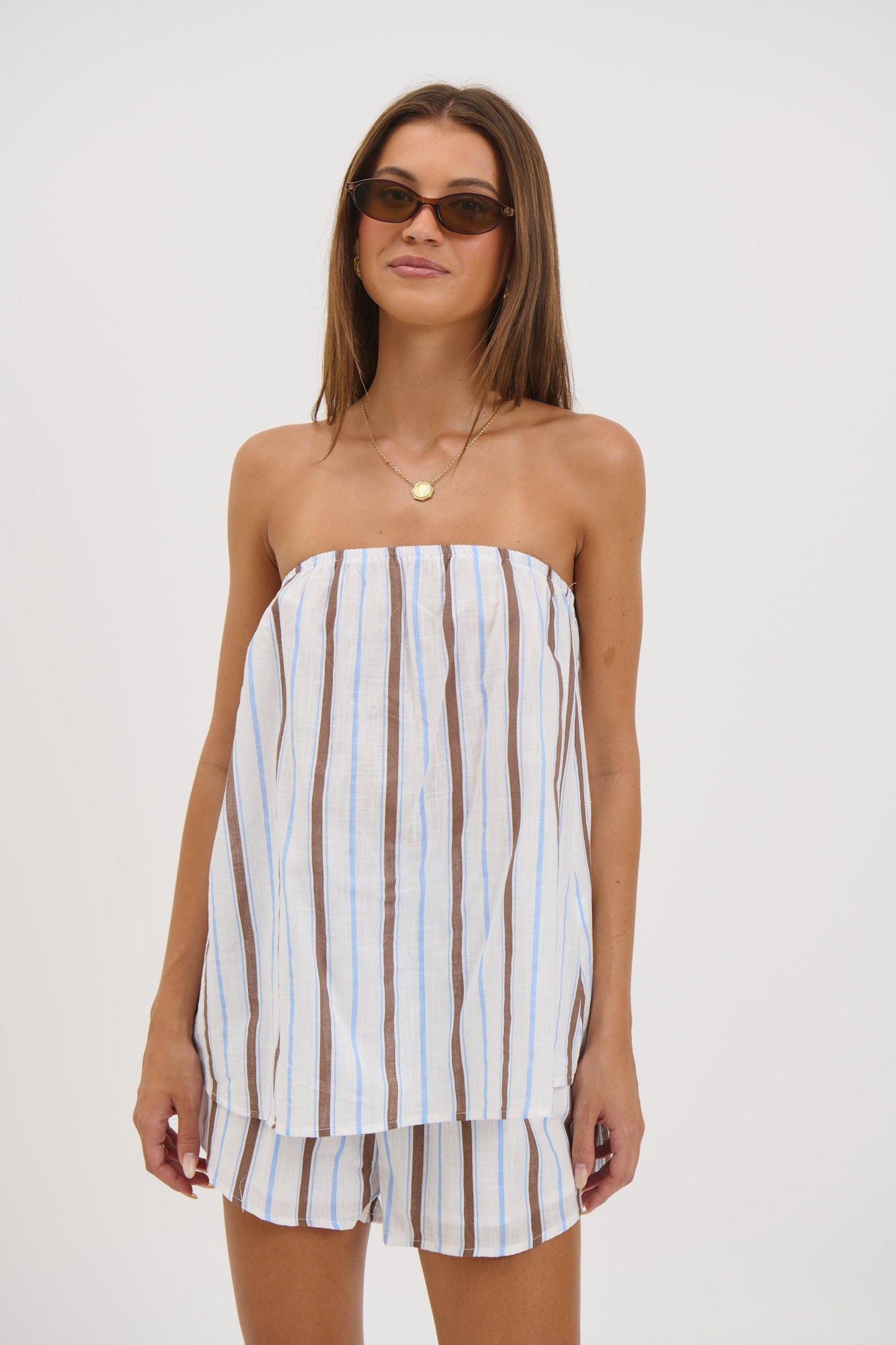 Liberty Strapless Set Chocolate/Blue - FINAL SALE
