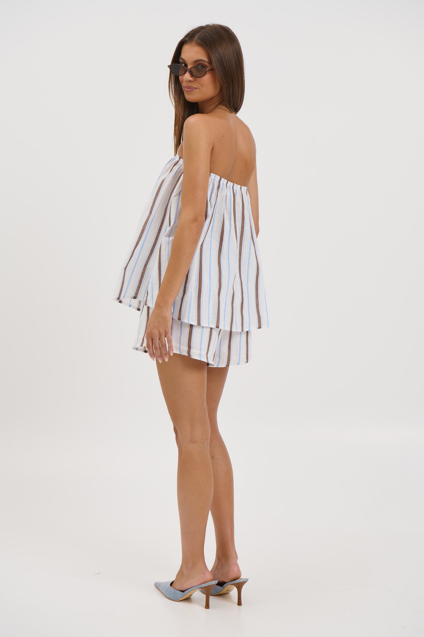 Liberty Strapless Set Chocolate/Blue - FINAL SALE