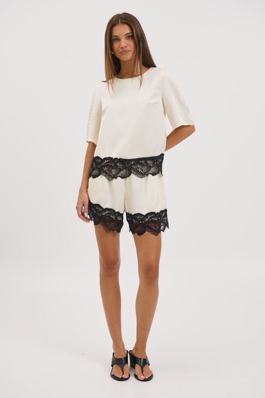 Alias Lace Trim Short White - FINAL SALE
