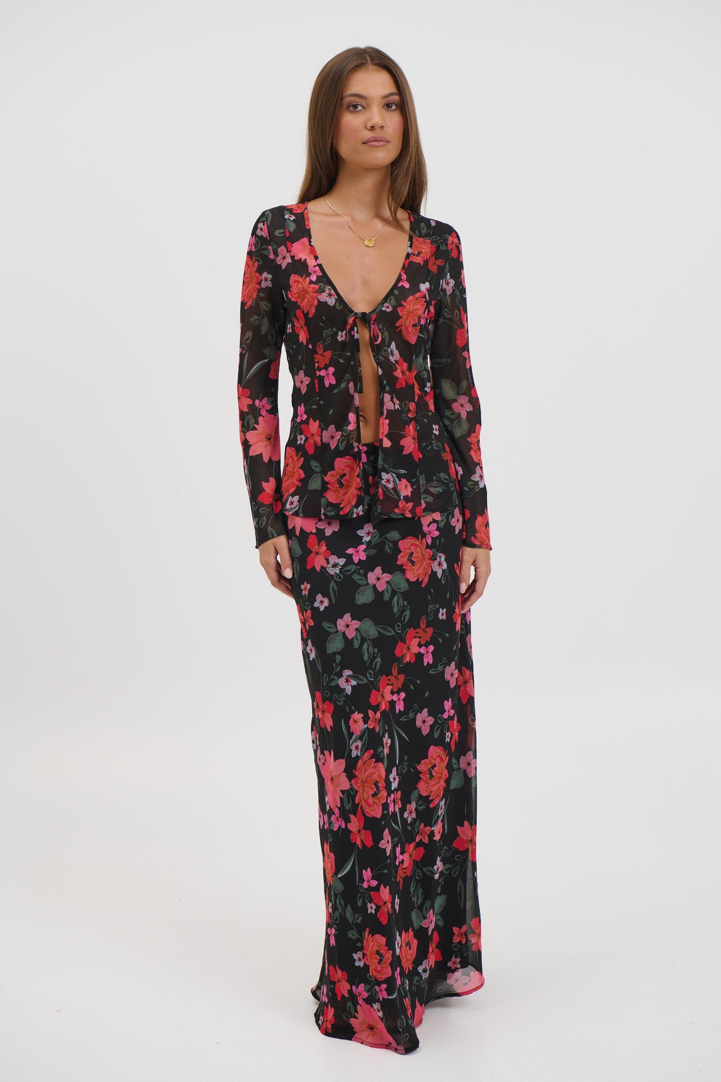 Angie Maxi Skirt Black Floral - FINAL SALE