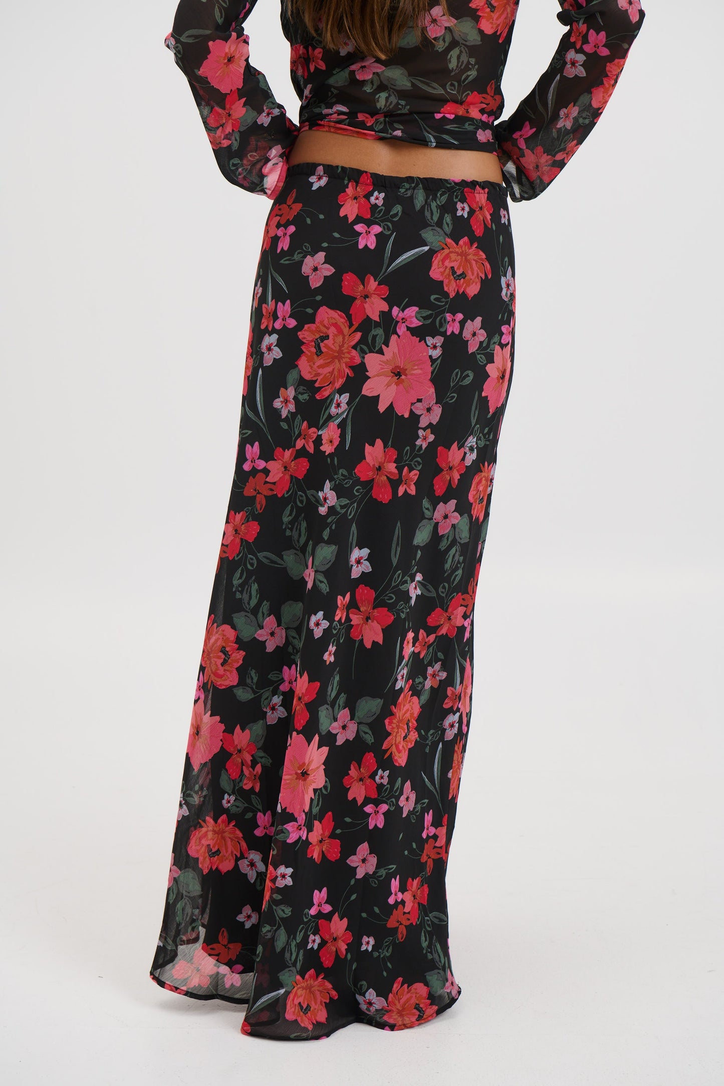 Angie Maxi Skirt Black Floral - FINAL SALE