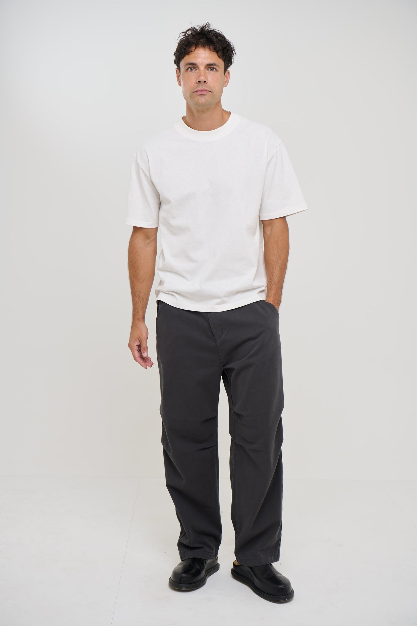 Baggy Knee Pleat Pant Charcoal - FINAL SALE
