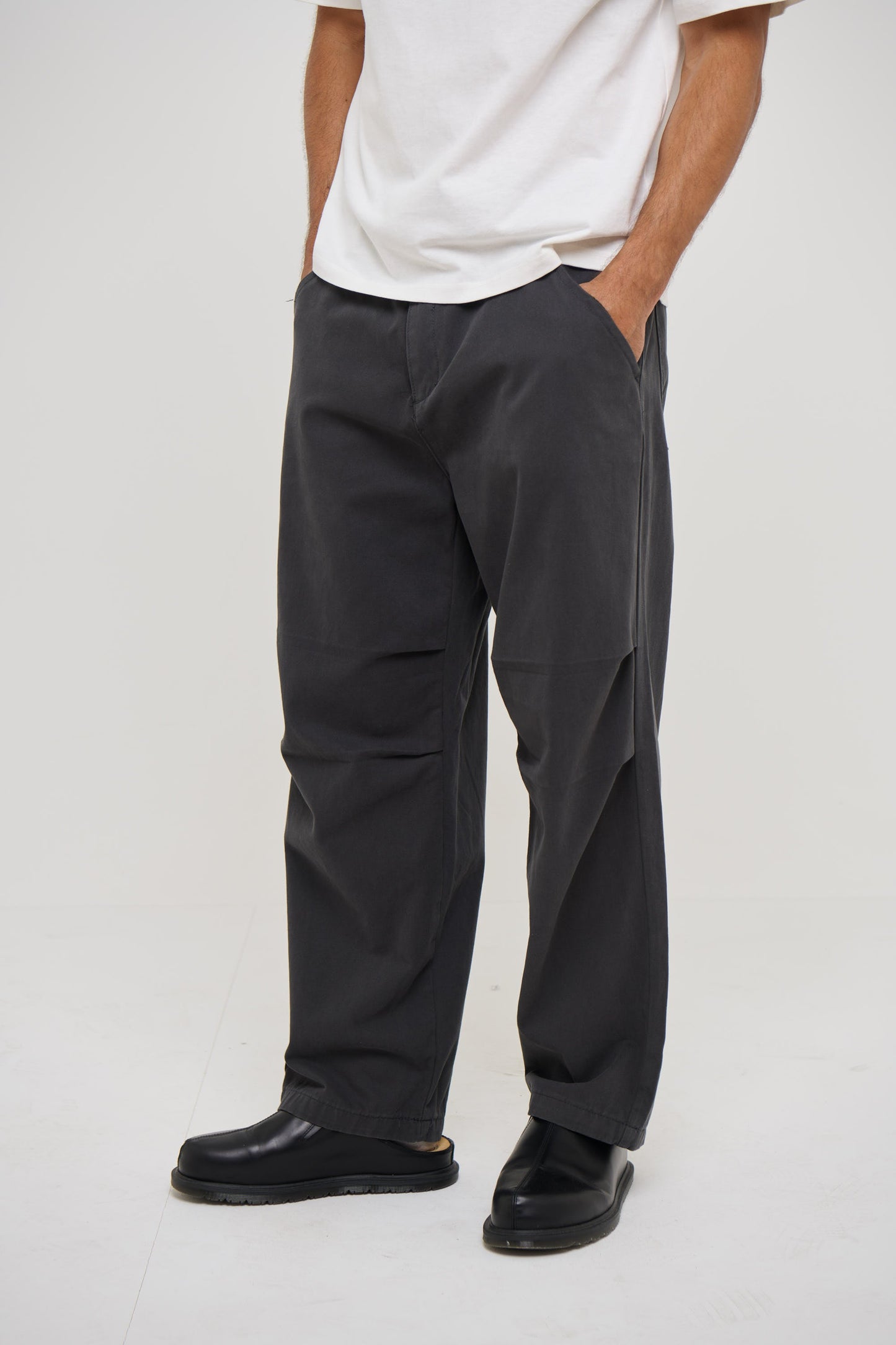 Baggy Knee Pleat Pant Charcoal - FINAL SALE