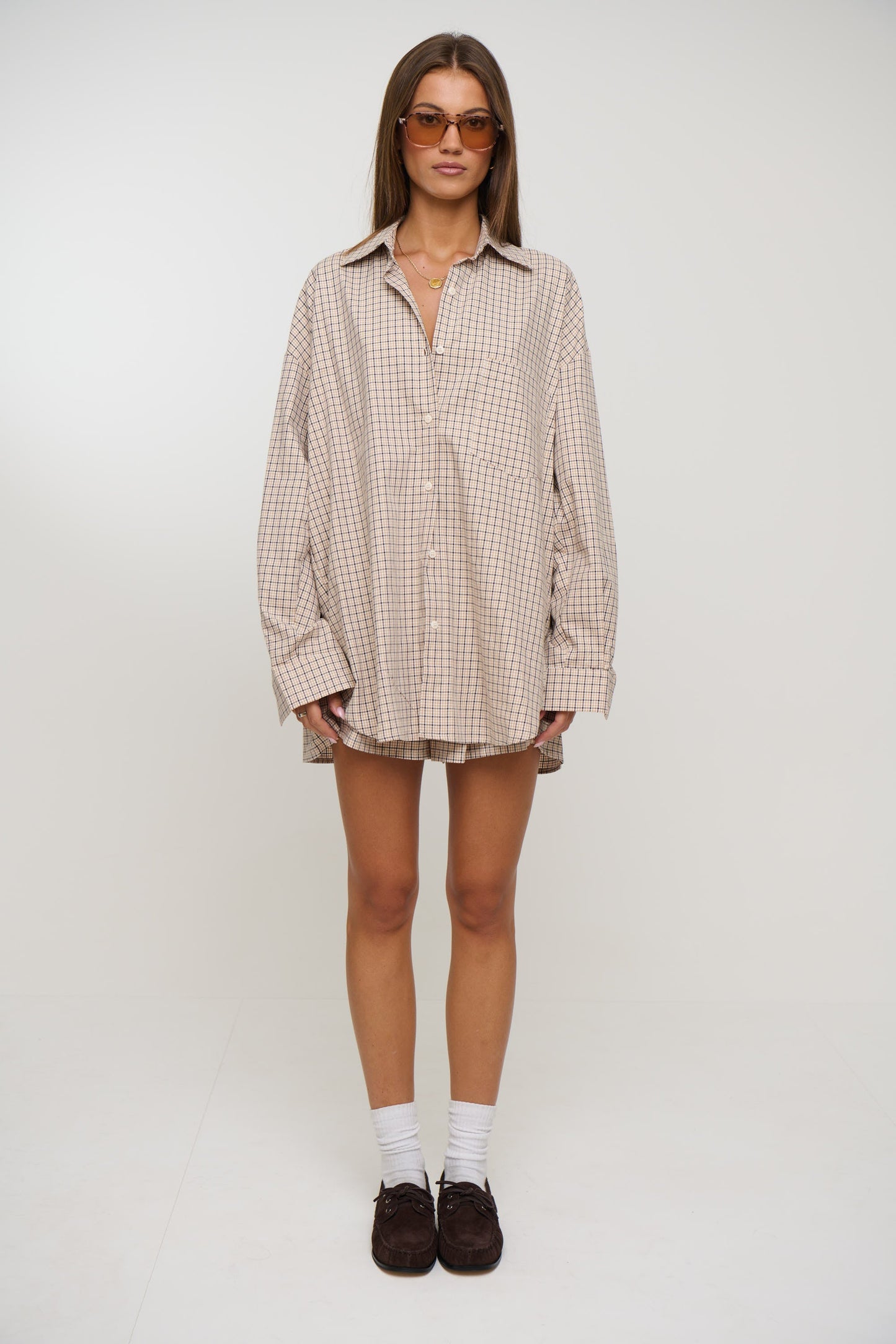 Emina Check Shirt Beige