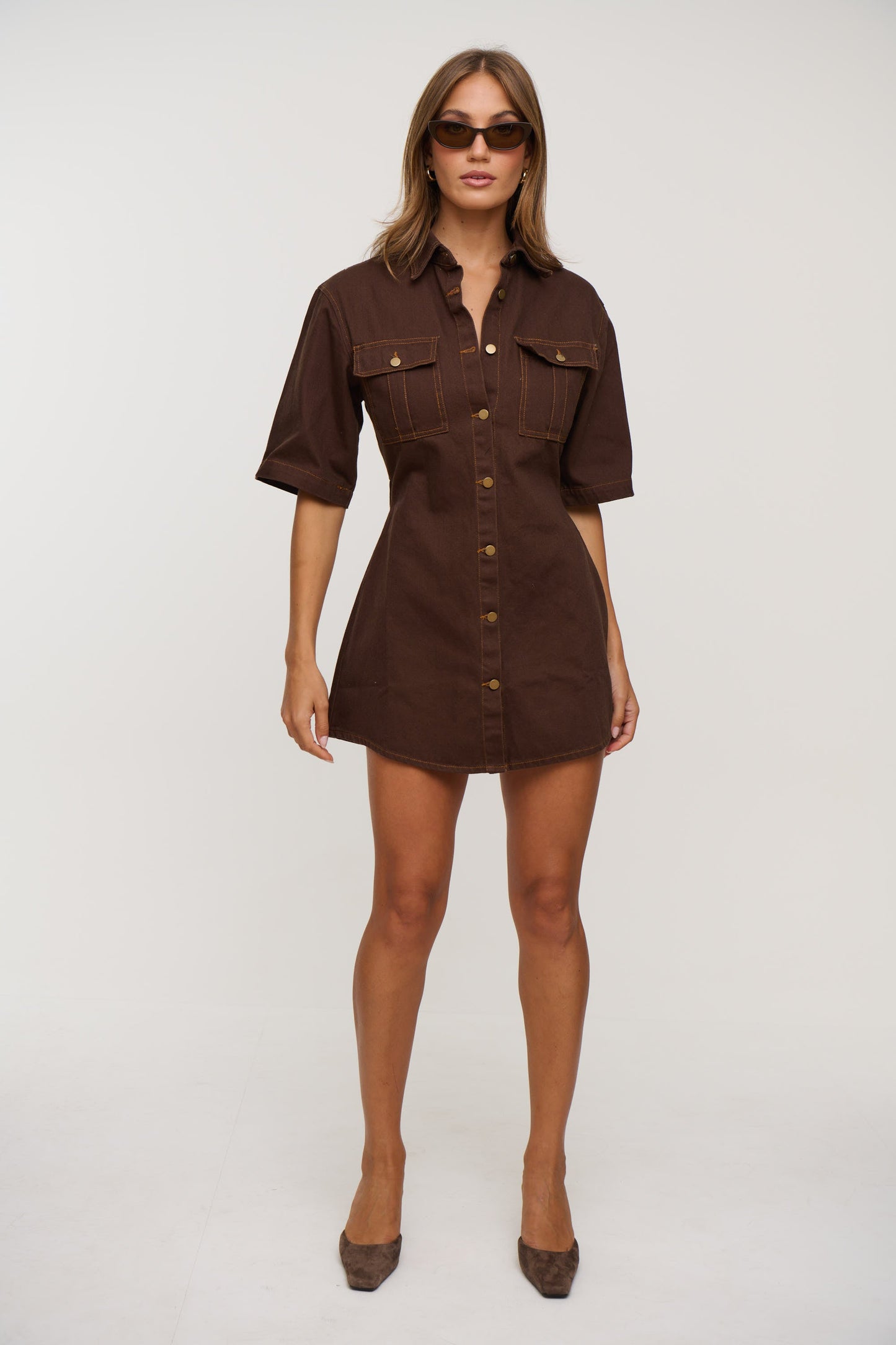Kaneisha Denim Dress Chocolate