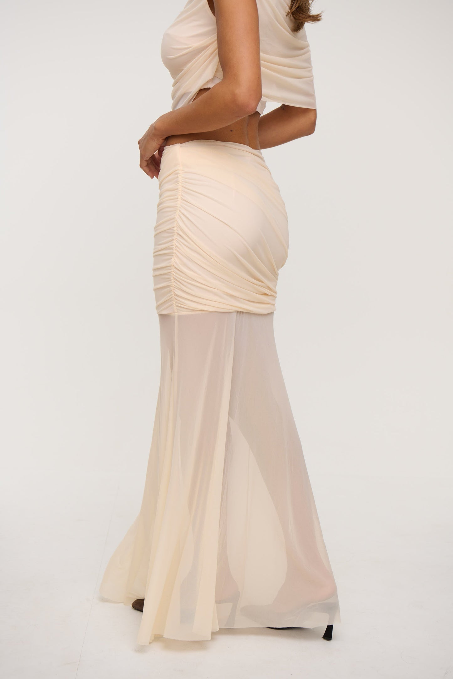 Charlize Drape Skirt Beige - FINAL SALE