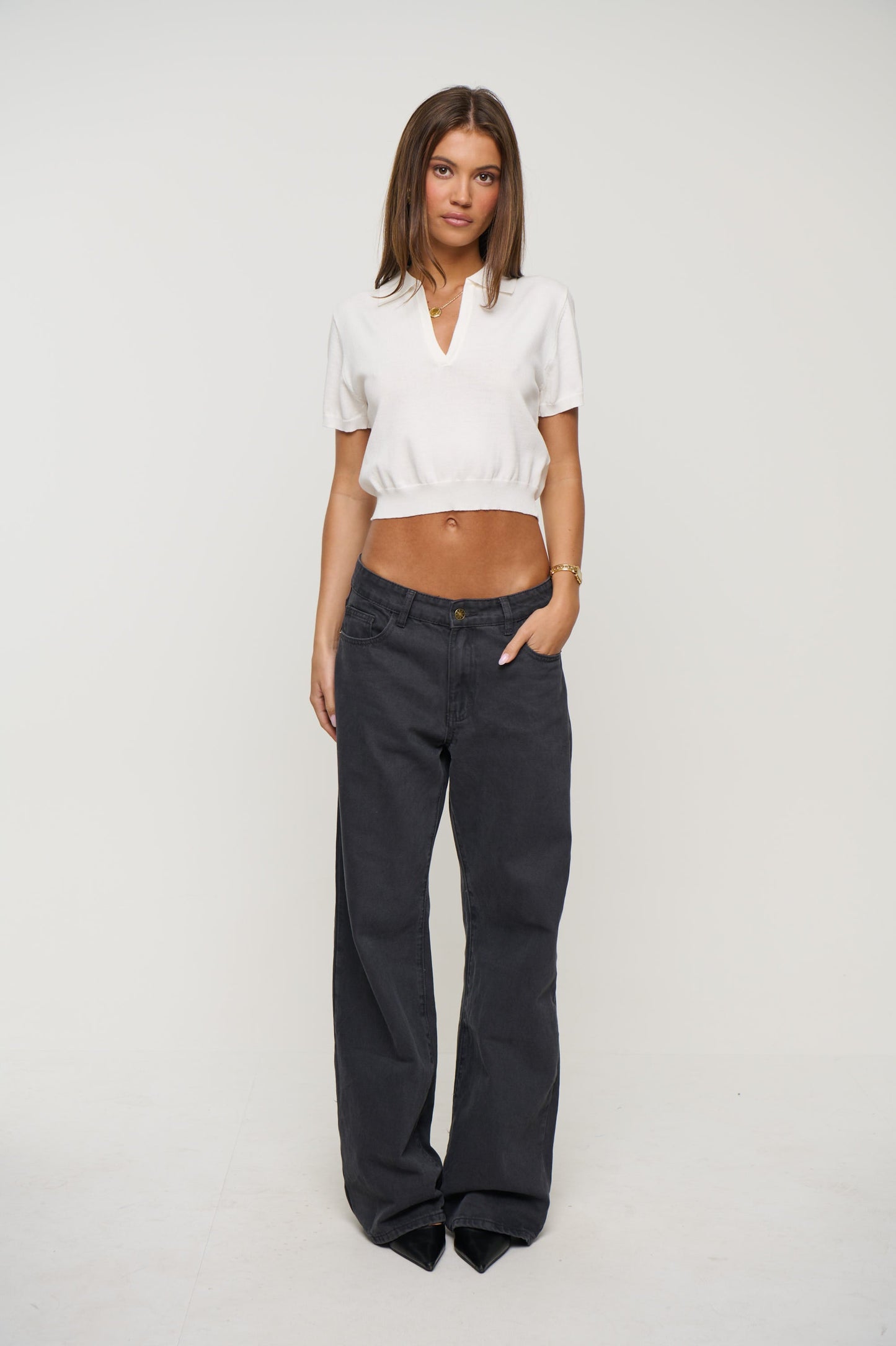 Lena Cropped Polo White