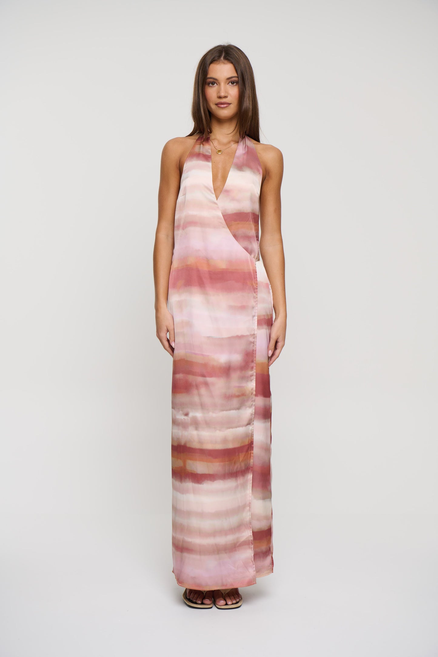 Atlanna Wrap Maxi Dress Shell Print
