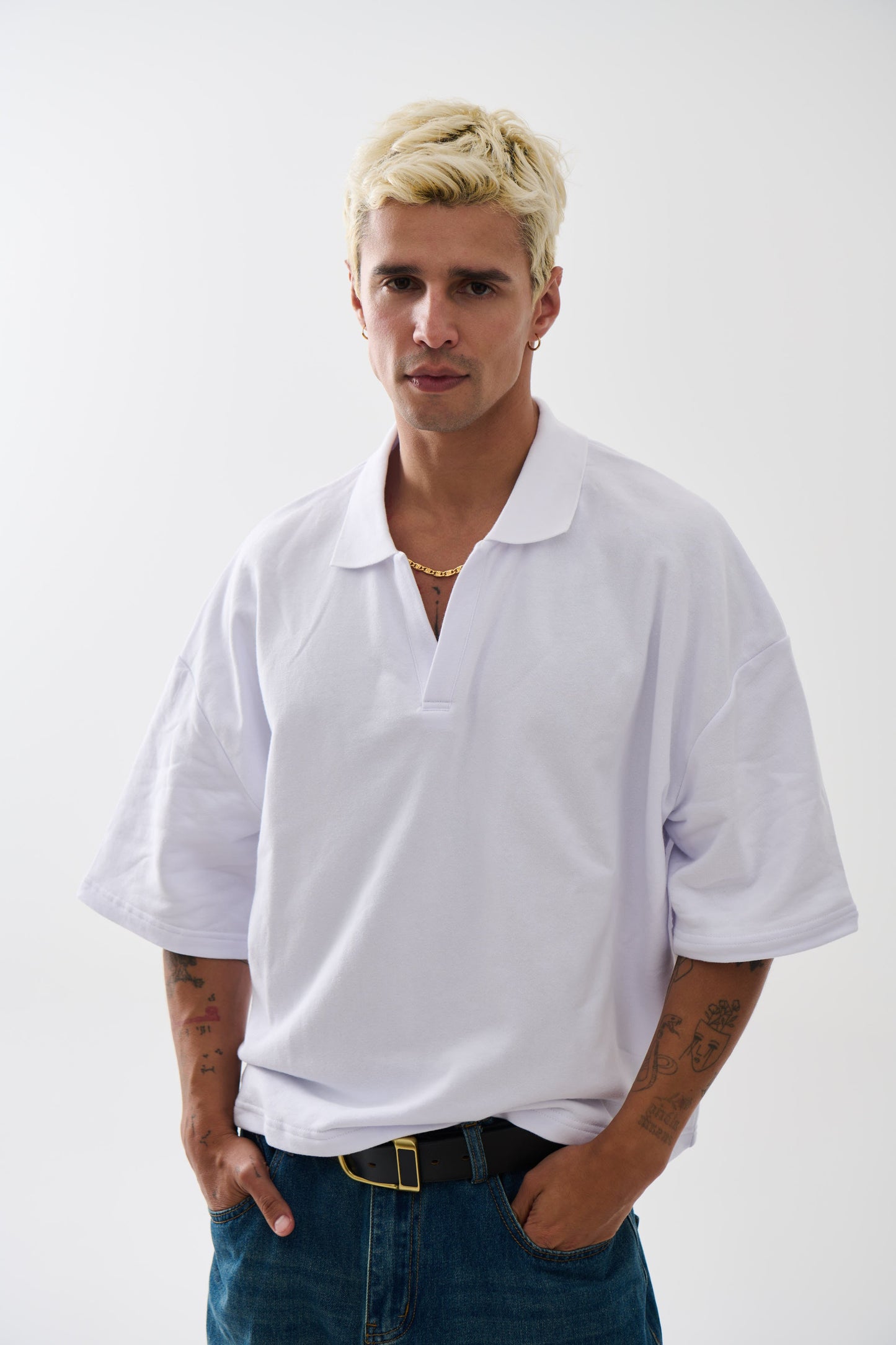 Jersey Crop Polo White