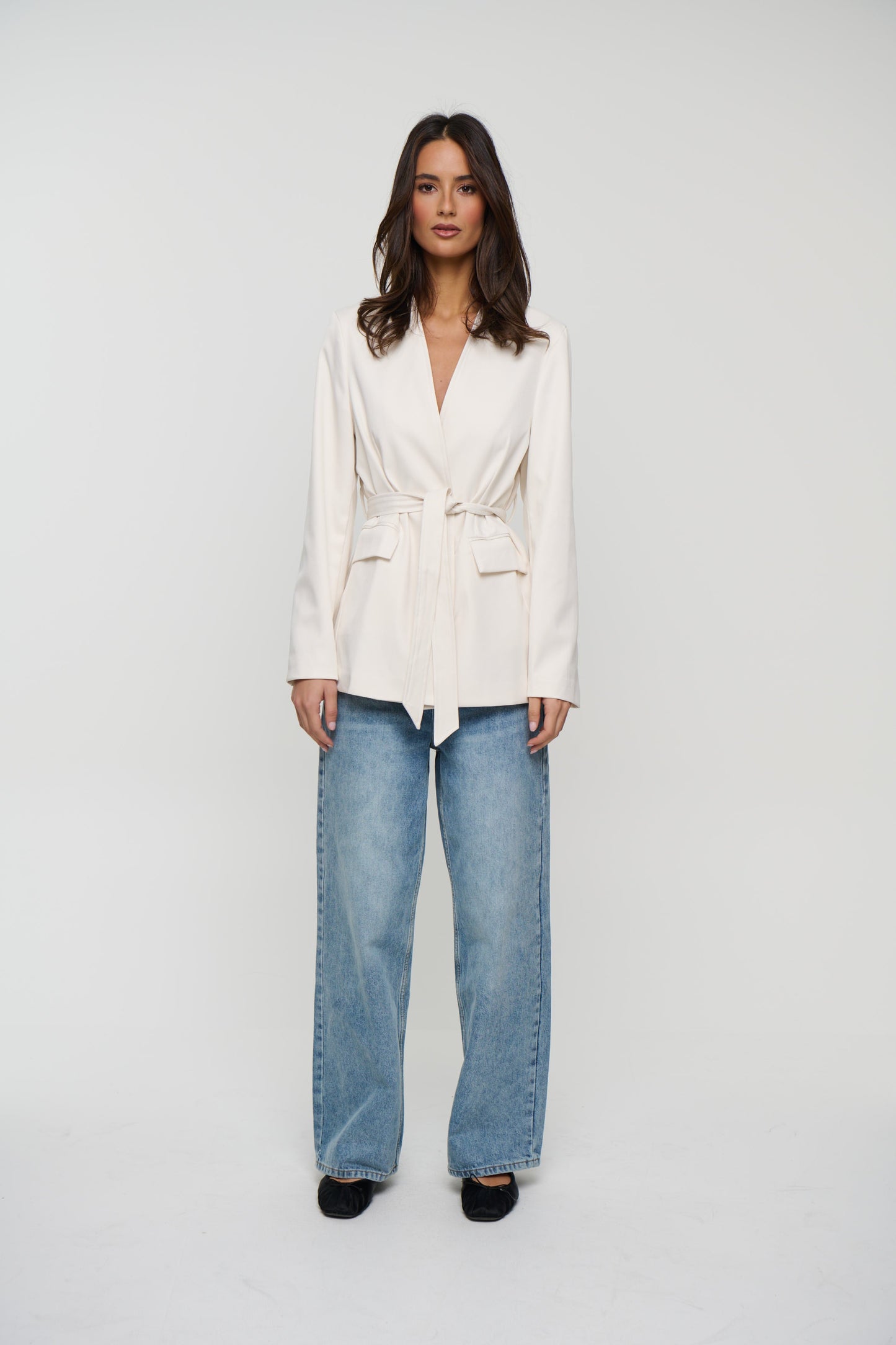 Alysha Collarless Blazer Ivory