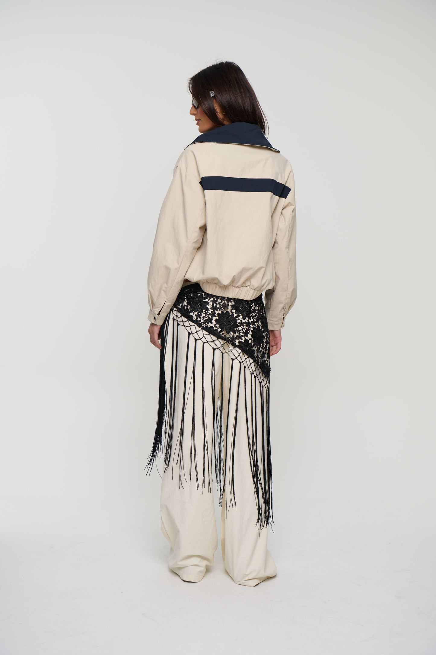 Andrea Fringe Scarf Belt Black