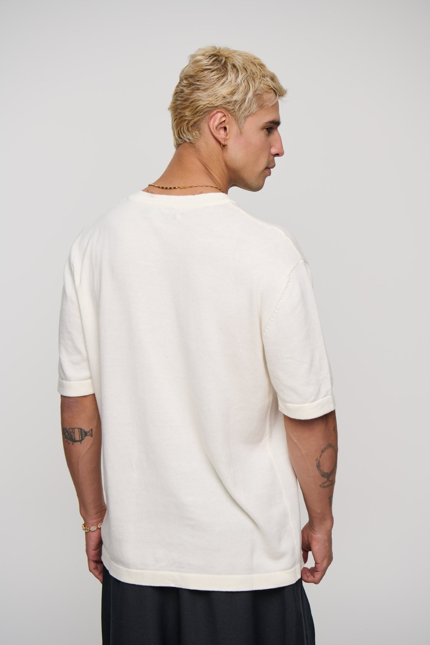 Jackson Fitted Short Sleeve Henley Ivory