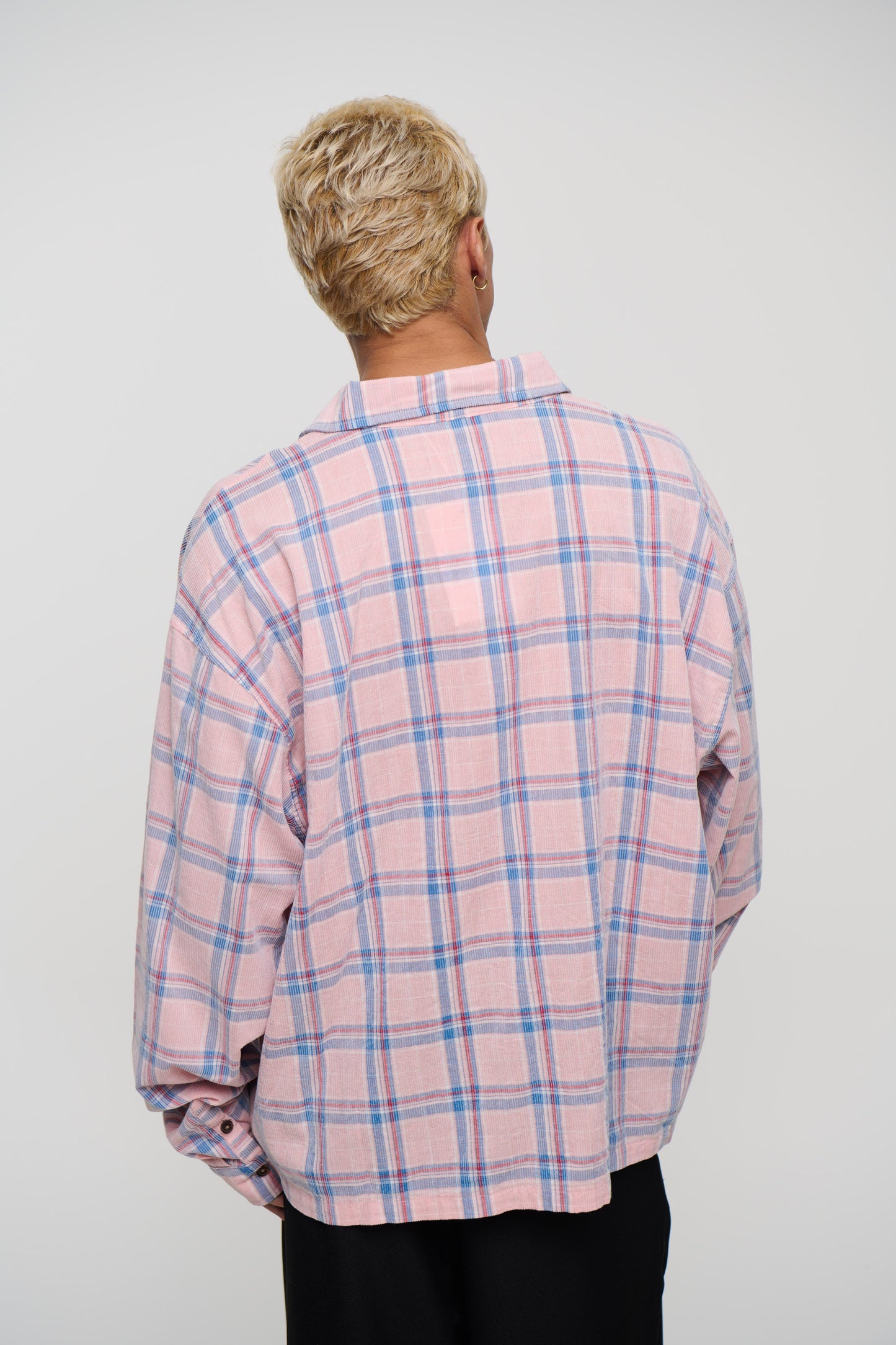 Cord Washed Check Shirt Salmon