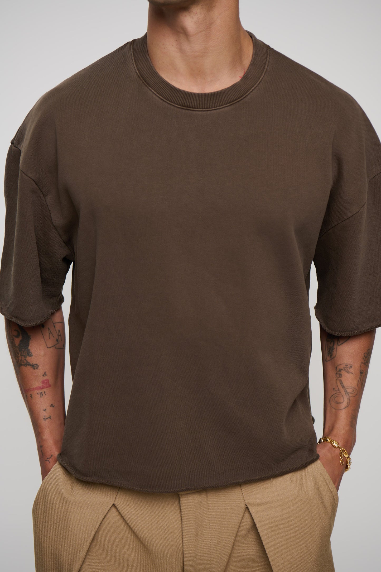 Crop Box Fleece Tee Choc