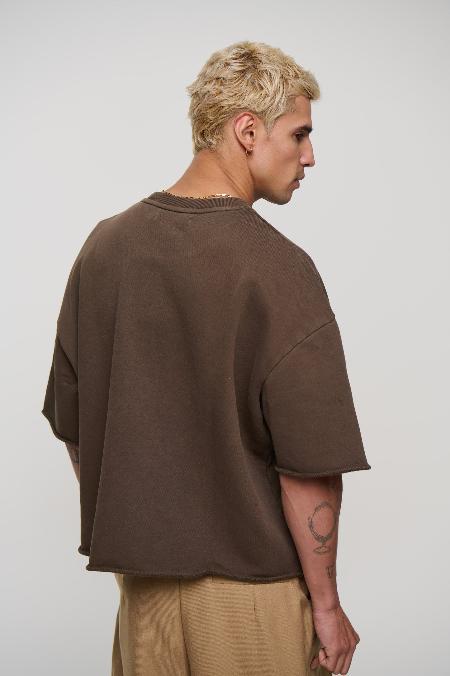 Crop Box Fleece Tee Choc