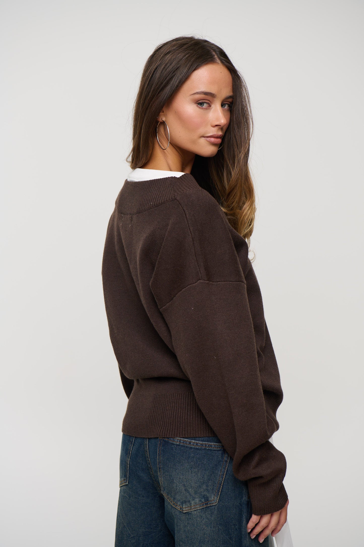 Alexa V Neck Knit Chocolate