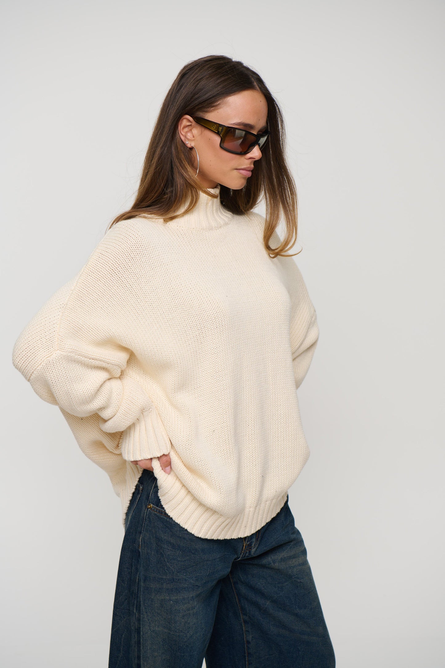 Layla Funnel Neck Knit Cream
