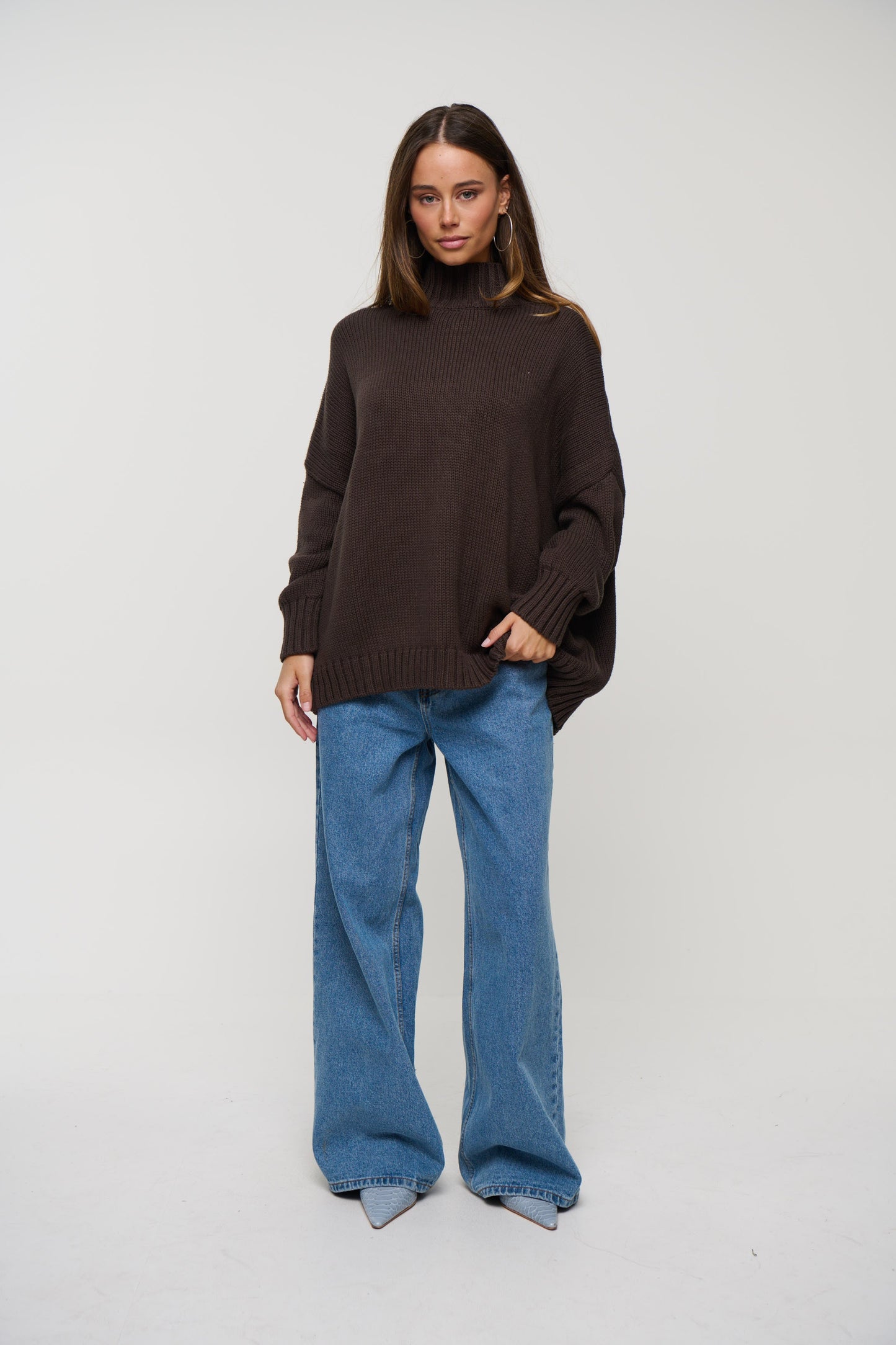 Layla Funnel Neck Knit Chocolate