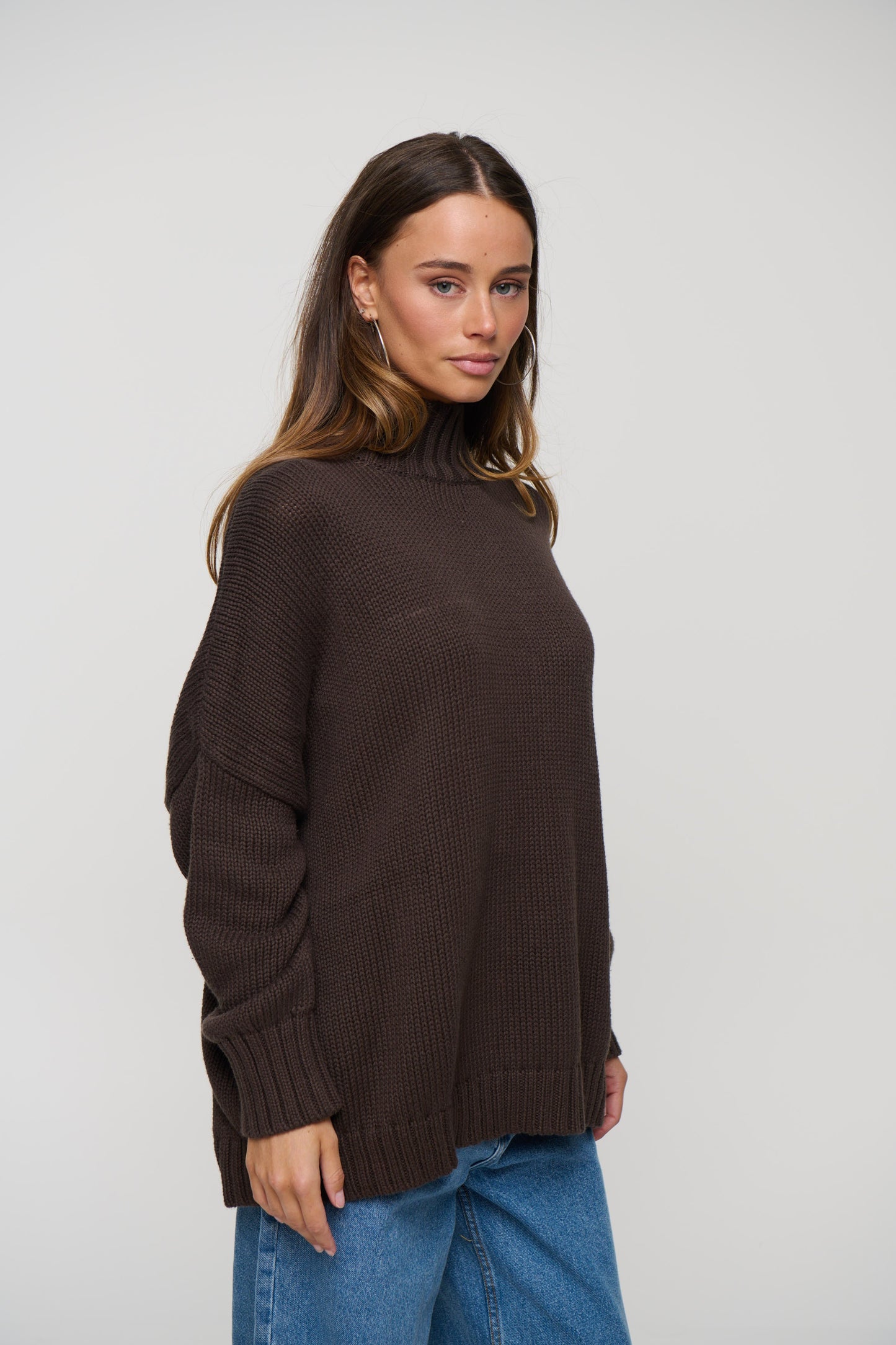 Layla Funnel Neck Knit Chocolate