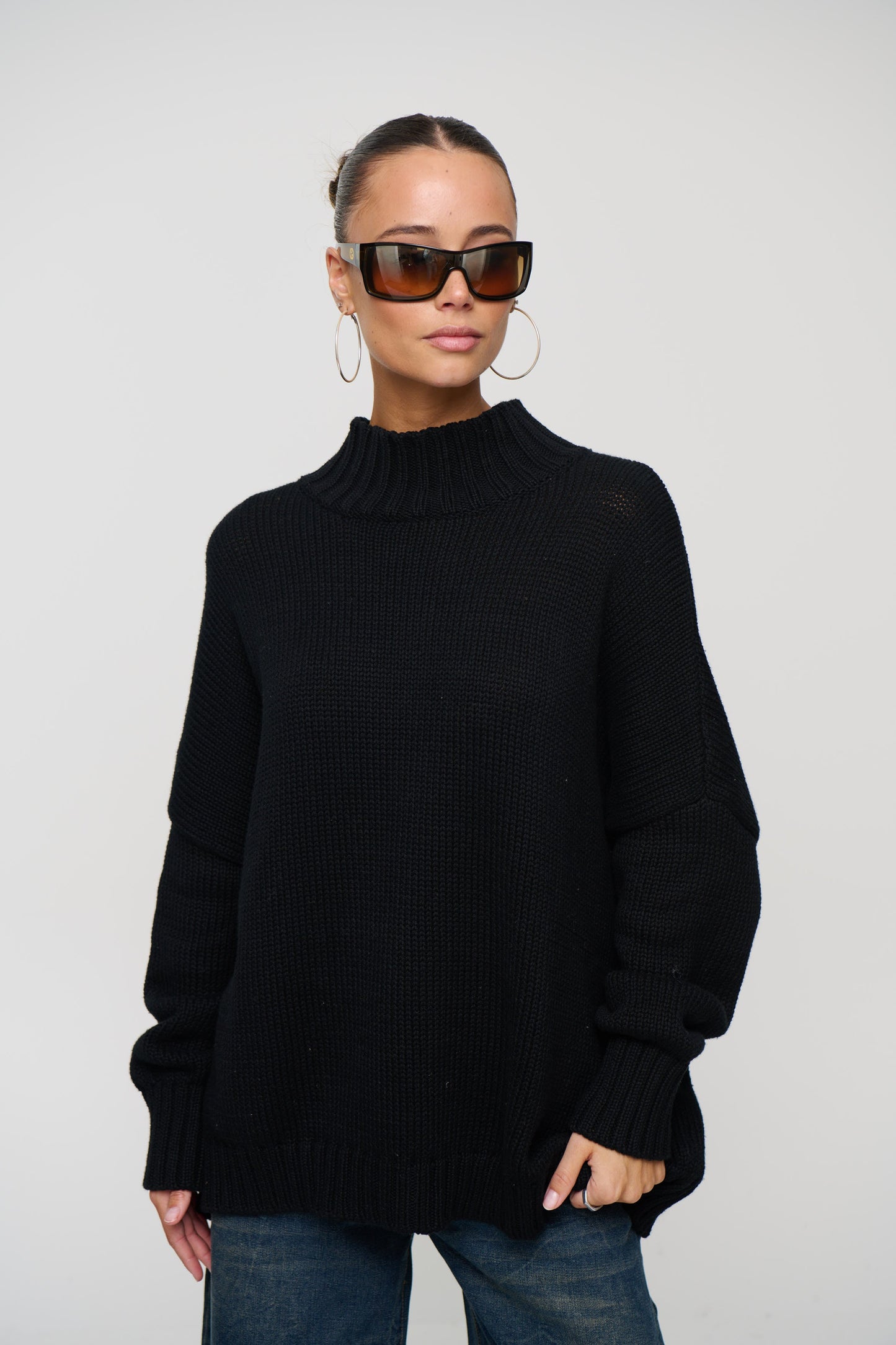 Layla Funnel Neck Knit Black