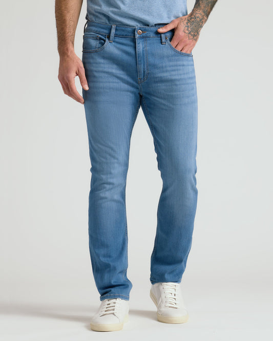 Medium Indigo Wash Straight Comfort Stretch Jeans