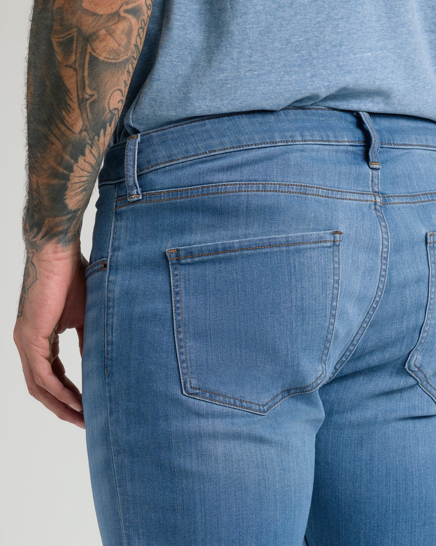 Medium Indigo Wash Straight Comfort Stretch Jeans
