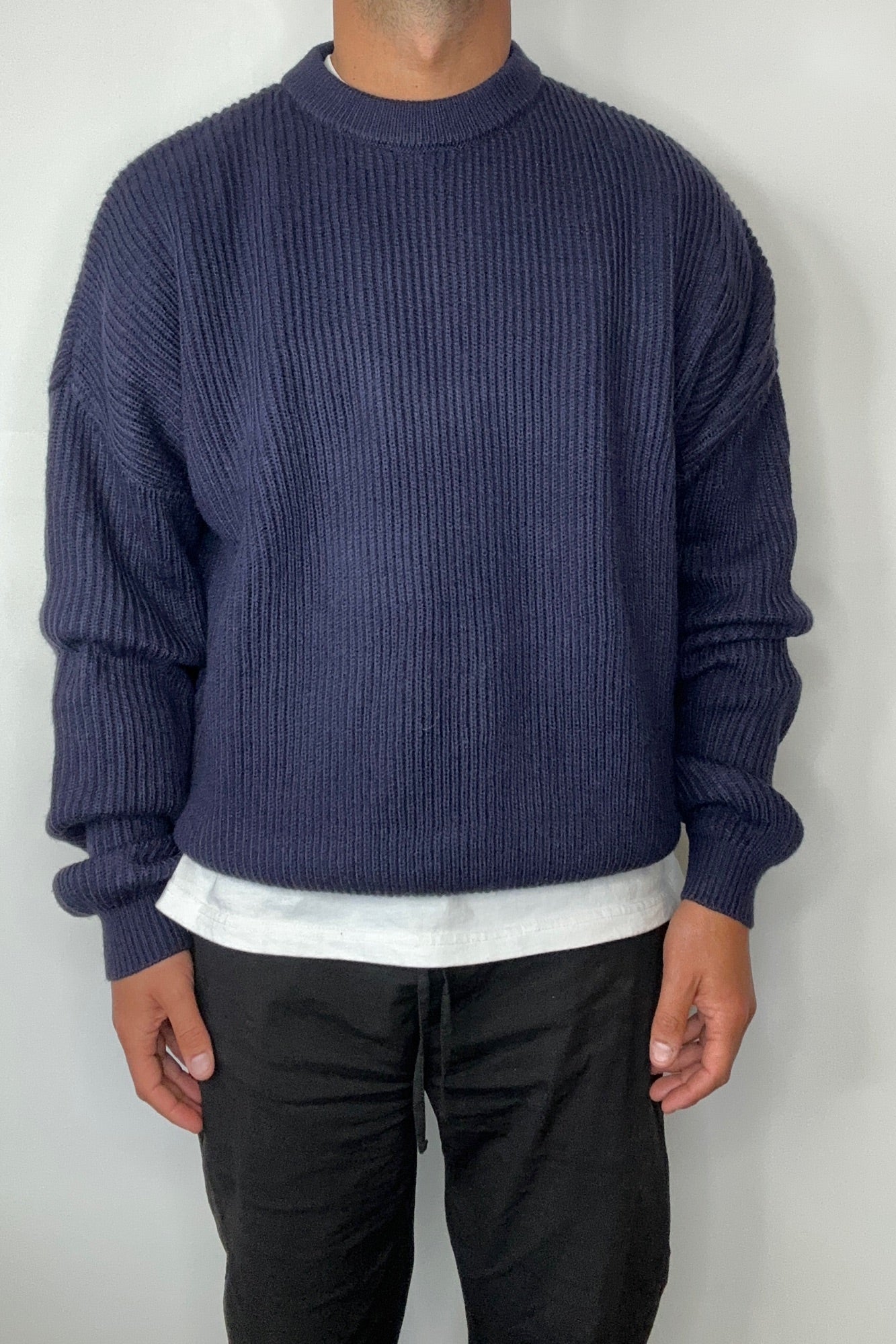 Drop Sleeve Heavy Knit Navy